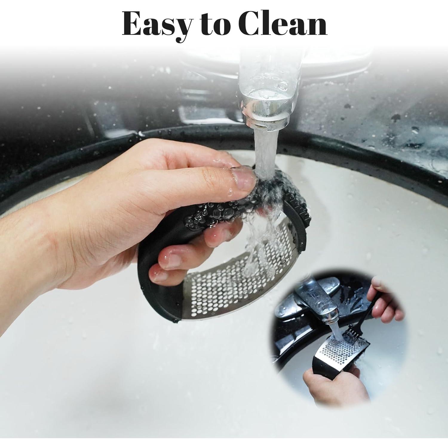 Prensa de Ajo YONHTUTU Acero Inoxidable con Pelador y Cepillo