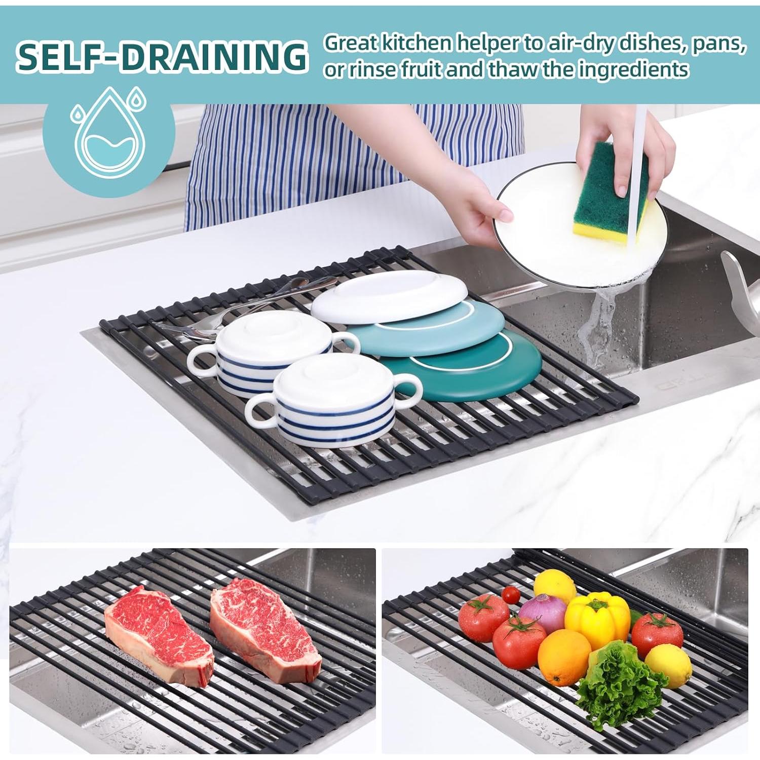 Escurridor de Platos Plegable Ohuhu 42 x 33 cm Antideslizante