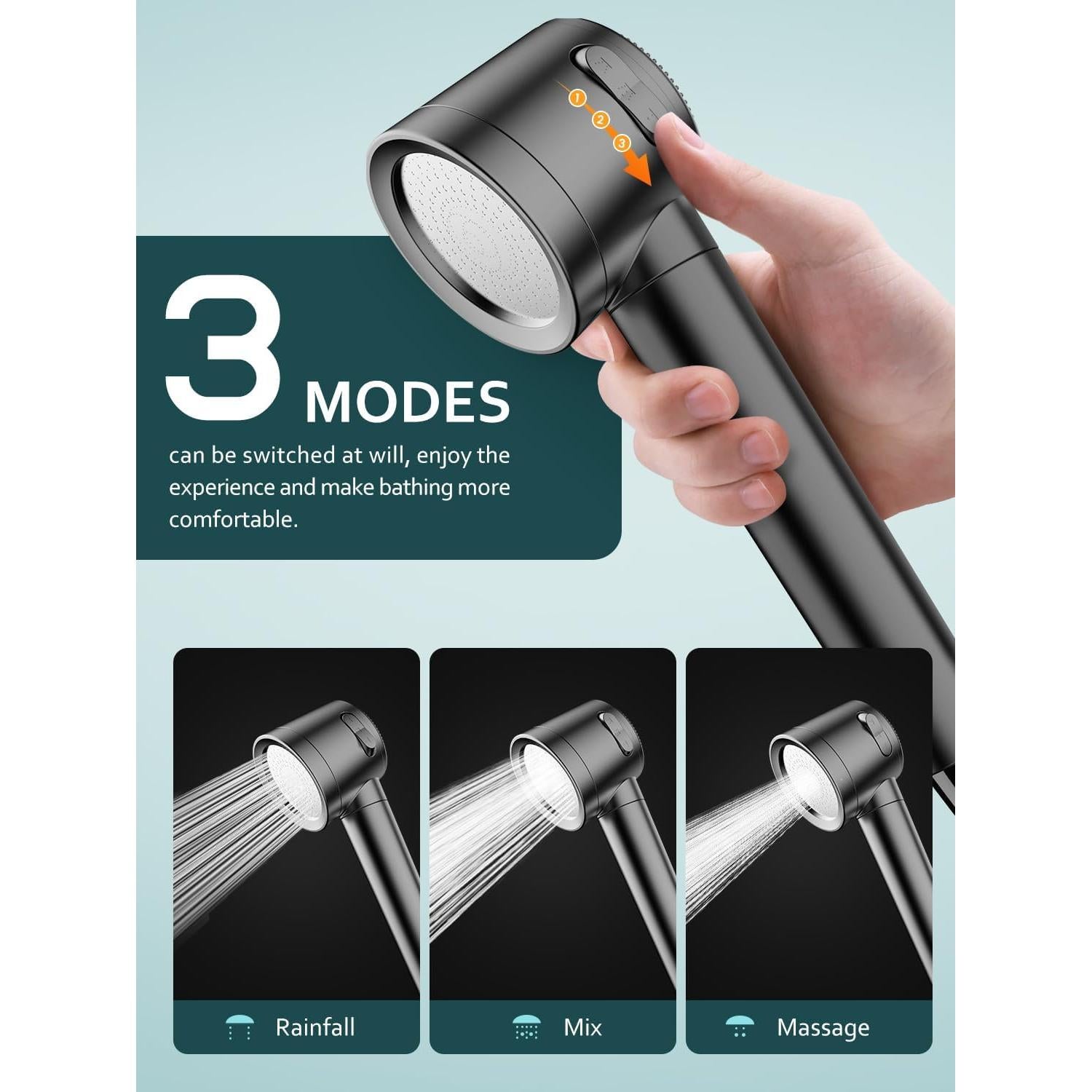 Cabezal de Ducha Filtrado Fitespot con Mango y 3 Modos