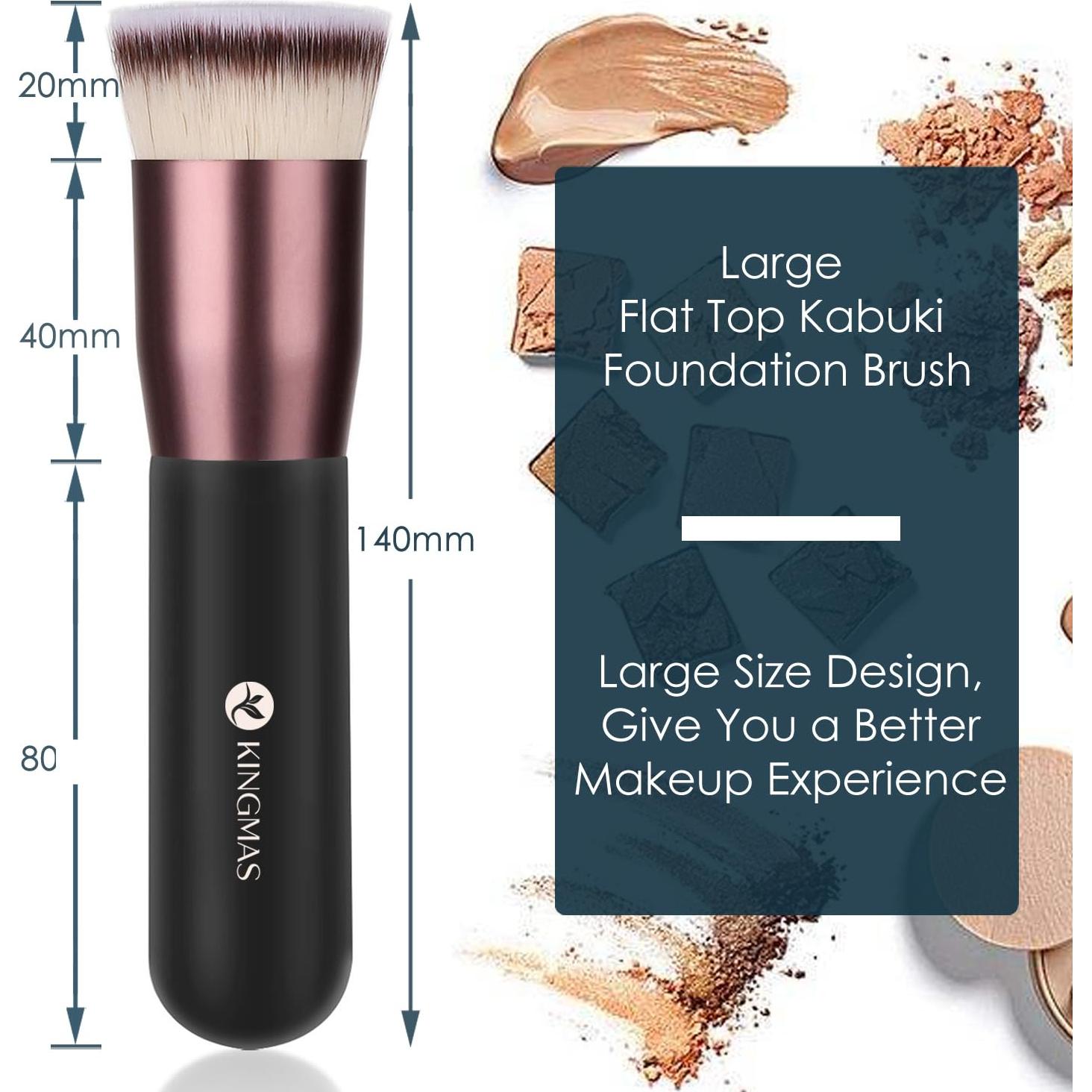 Brocha de Maquillaje Kabuki KINGMAS Punta Plana 14cm