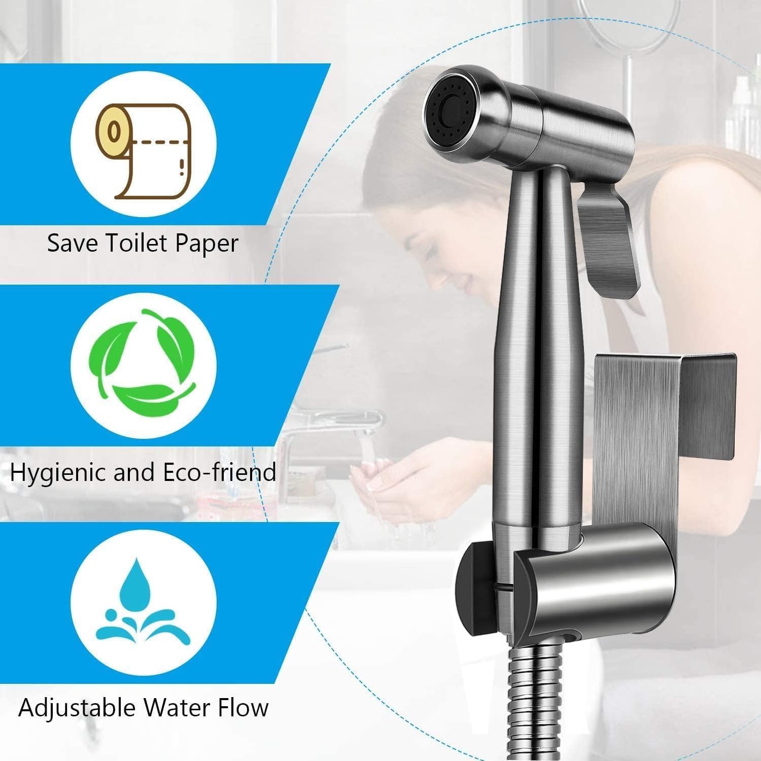 Rociador de Bidet de Mano GASLIKE Acero Inoxidable 10 Piezas