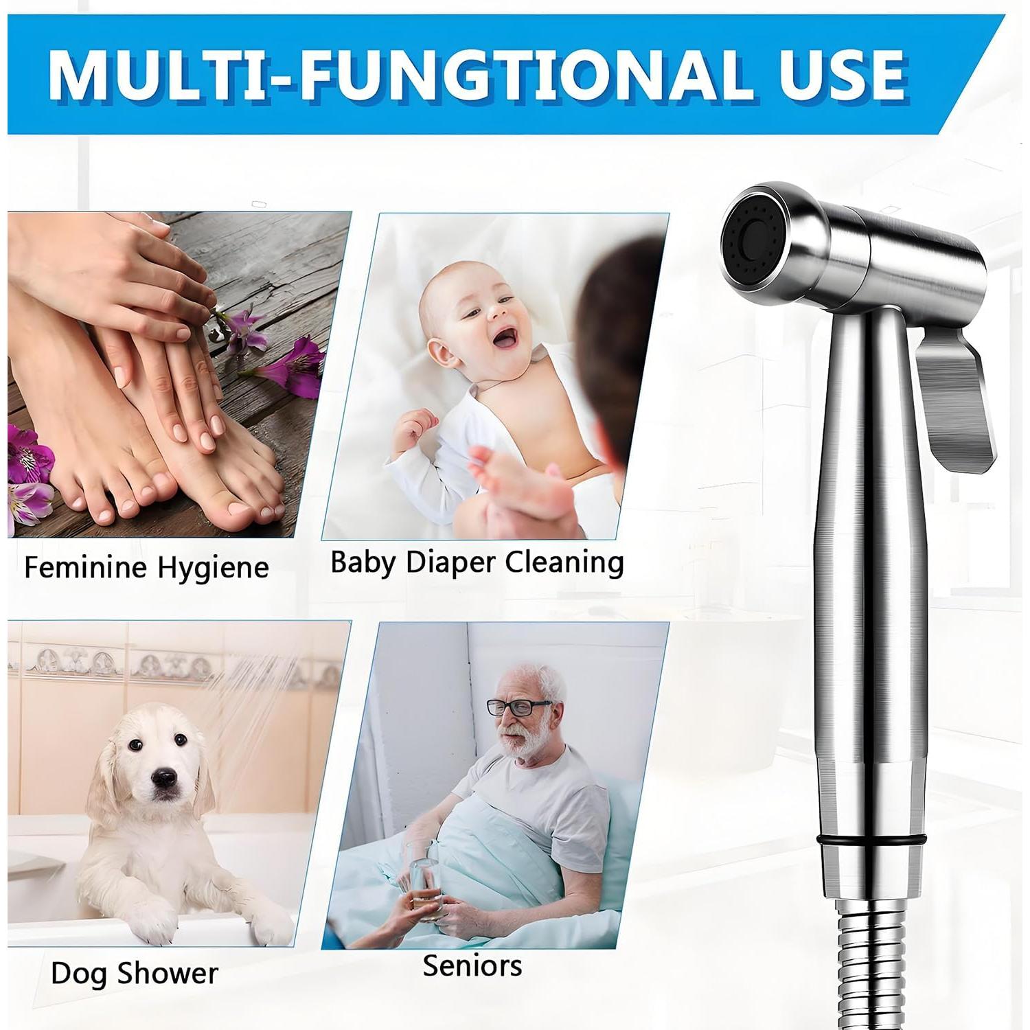 Rociador de Bidet de Mano GASLIKE Acero Inoxidable 10 Piezas