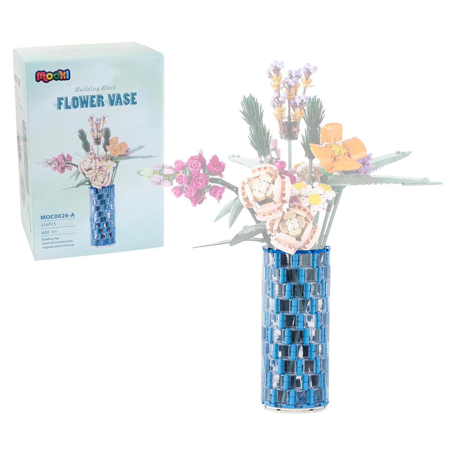 Jarrón Transparente Azul MOOXI 340 Piezas Compatible Lego