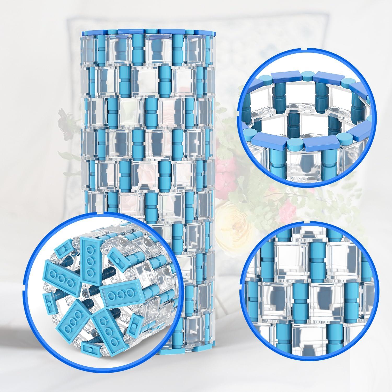 Jarrón Transparente Azul MOOXI 340 Piezas Compatible Lego