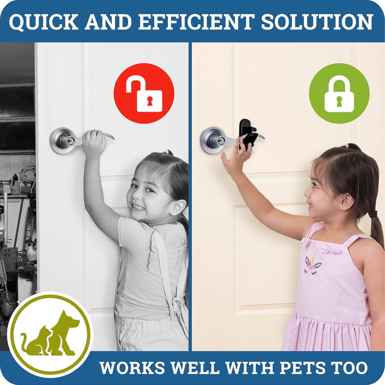 Bloqueo de Palanca de Puerta a Prueba de Niños 4 Piezas Negro