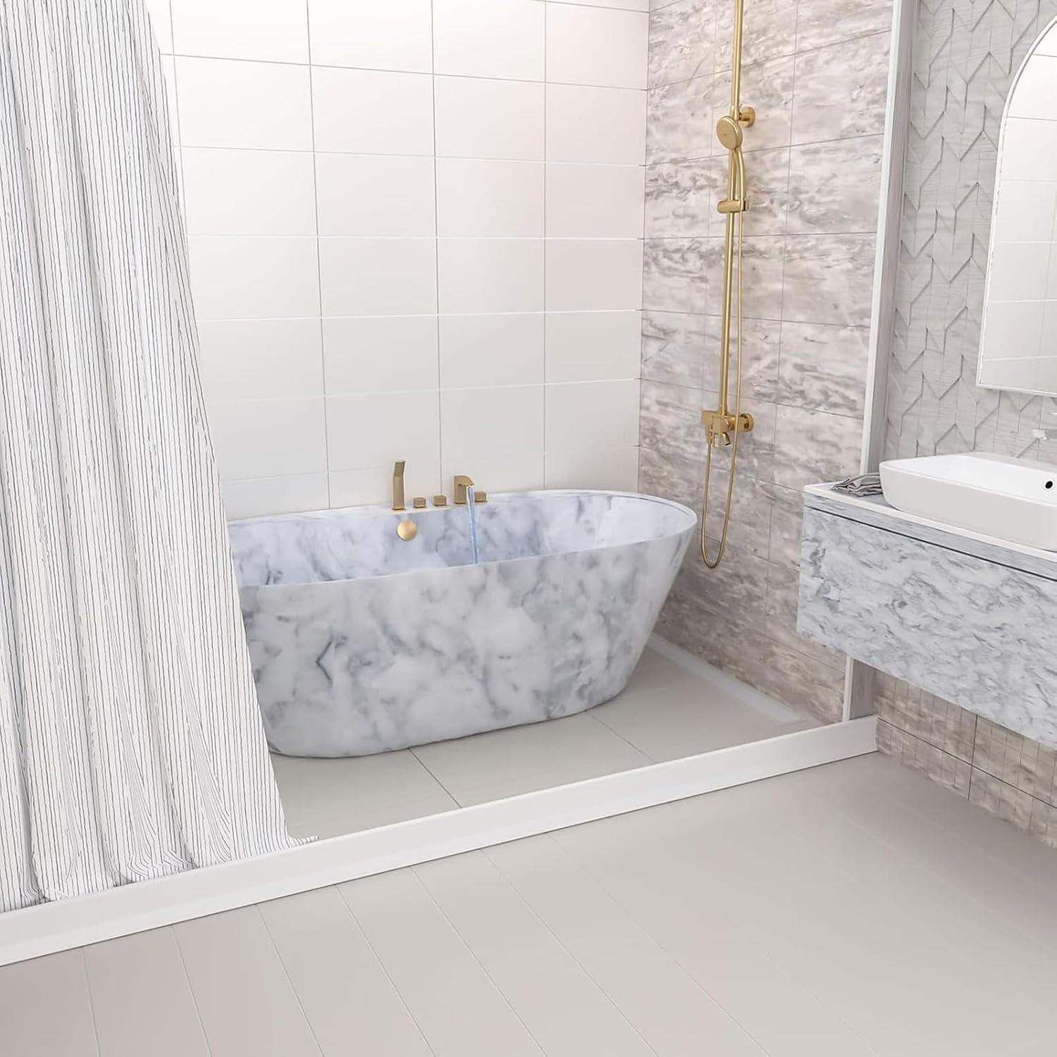 Dique de Agua de Ducha Plegable Ronsoile 99x2.5 cm Blanco