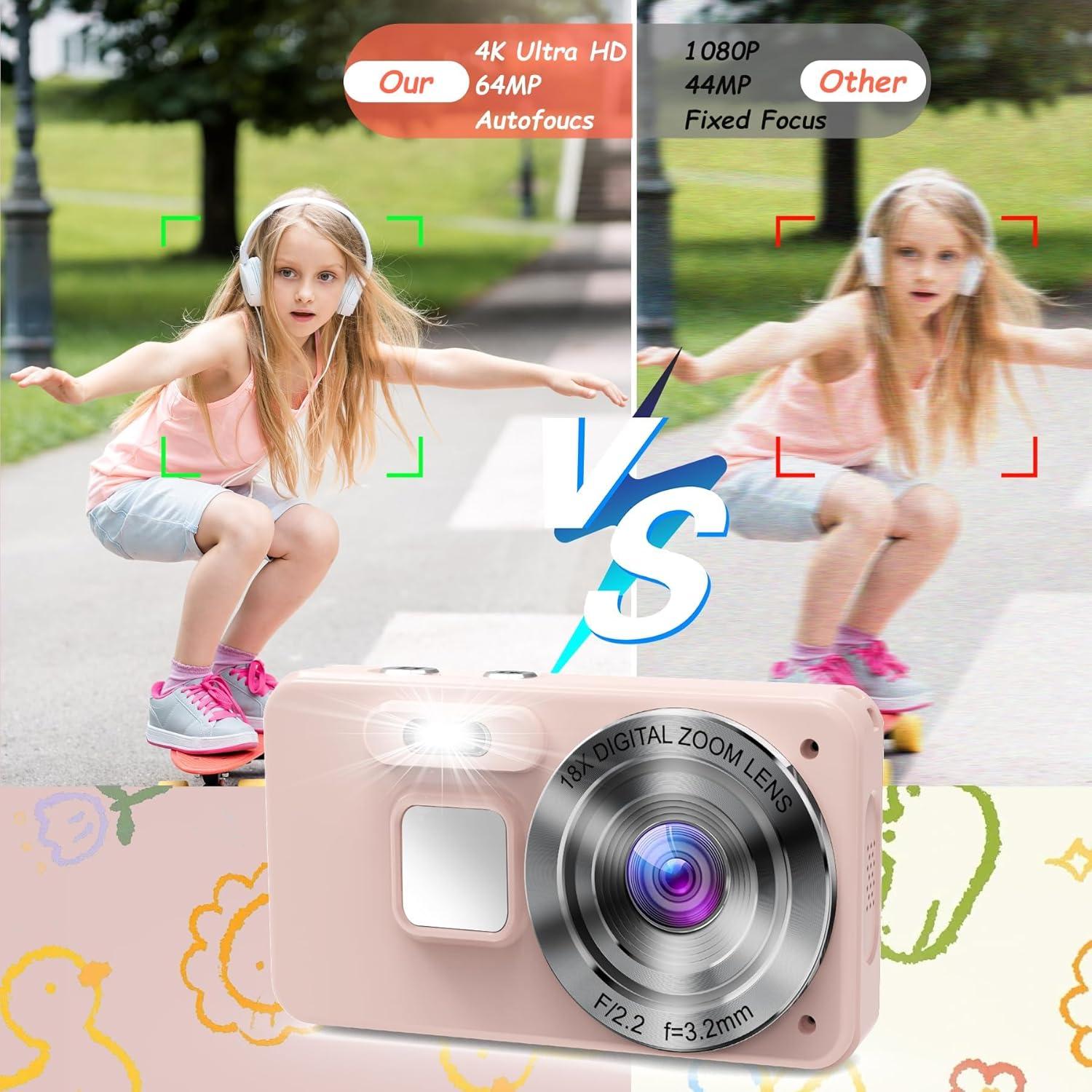 Cámara Digital para Niños GIEDYU KC585-PK 64MP 4K Rosa