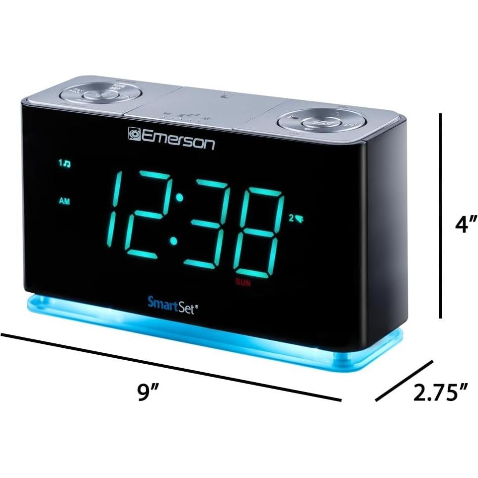 Reloj Despertador Inteligente Emerson ER100301 con Bluetooth y USB