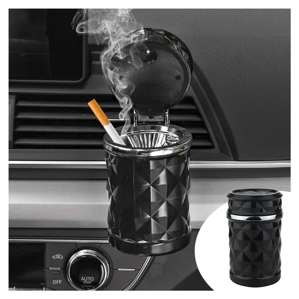 Cenicero de coche portátil SMILFUY con luz LED y tapa