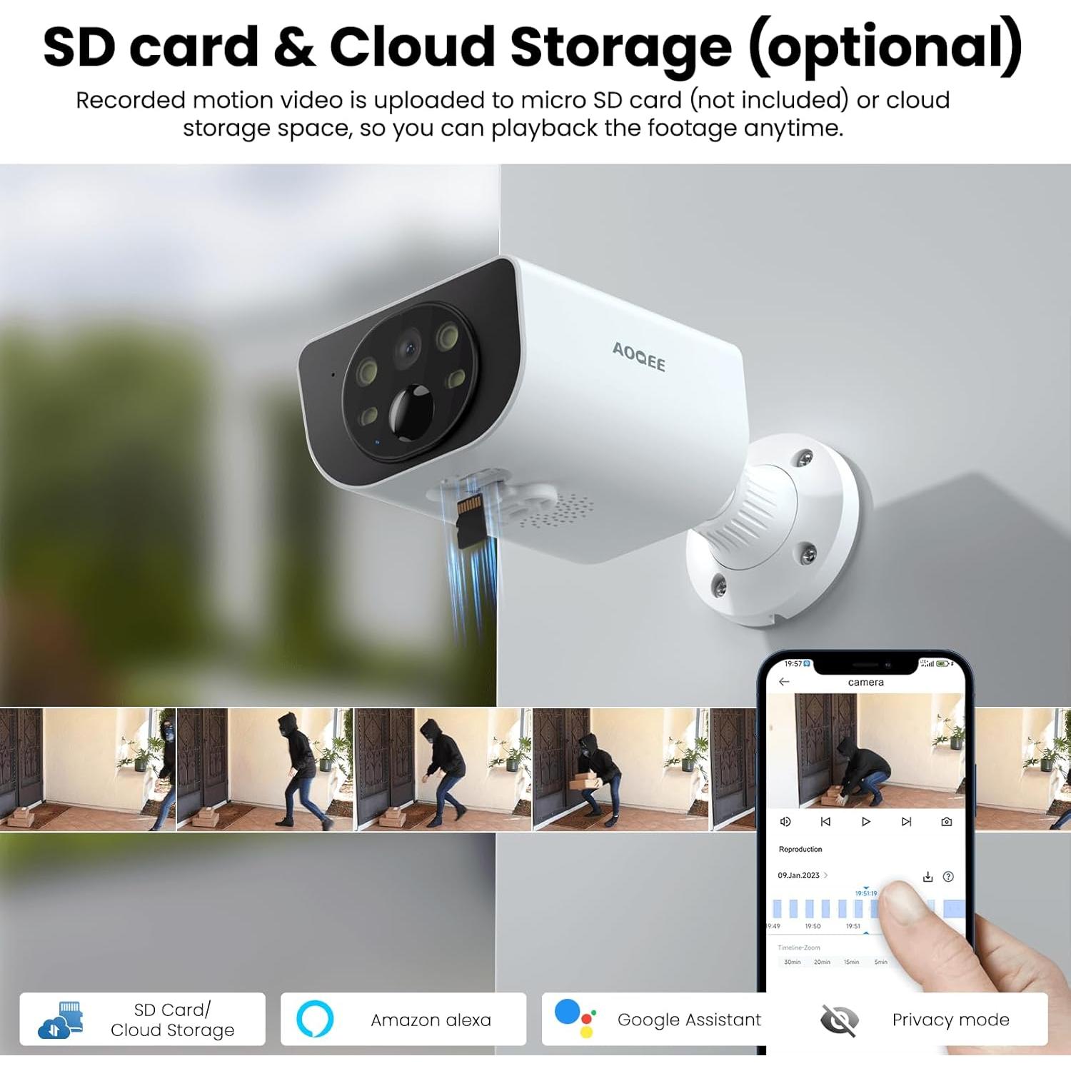 Cámara Solar Inalámbrica 2K AOQEE S1 con Visión Nocturna