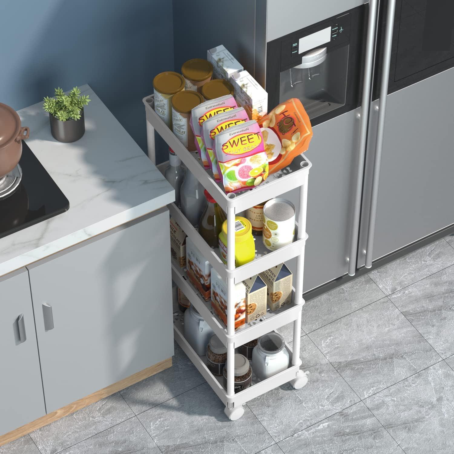 Carro de Almacenamiento Móvil Sooyee 4 Niveles Negro 35.8x22.9x102.4cm