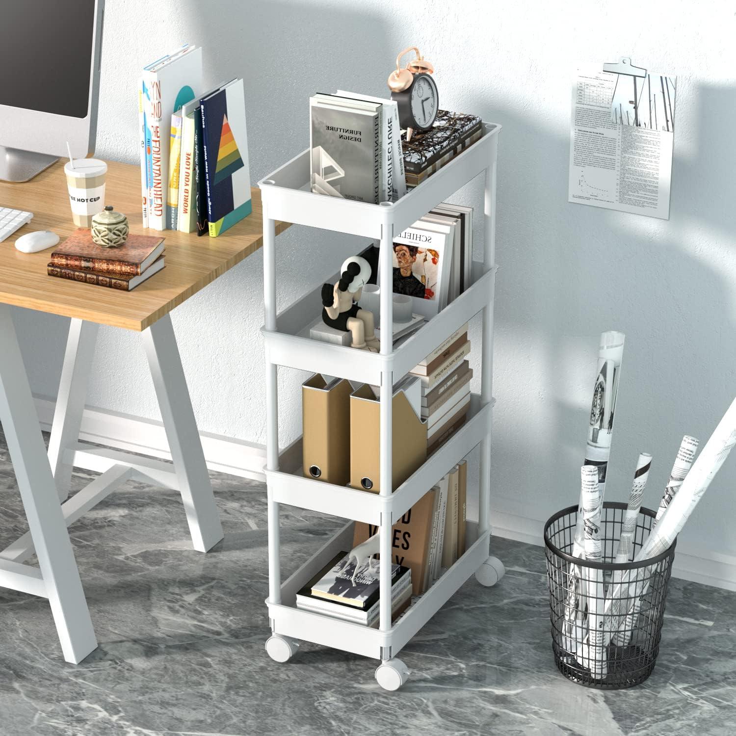 Carro de Almacenamiento Móvil Sooyee 4 Niveles Negro 35.8x22.9x102.4cm