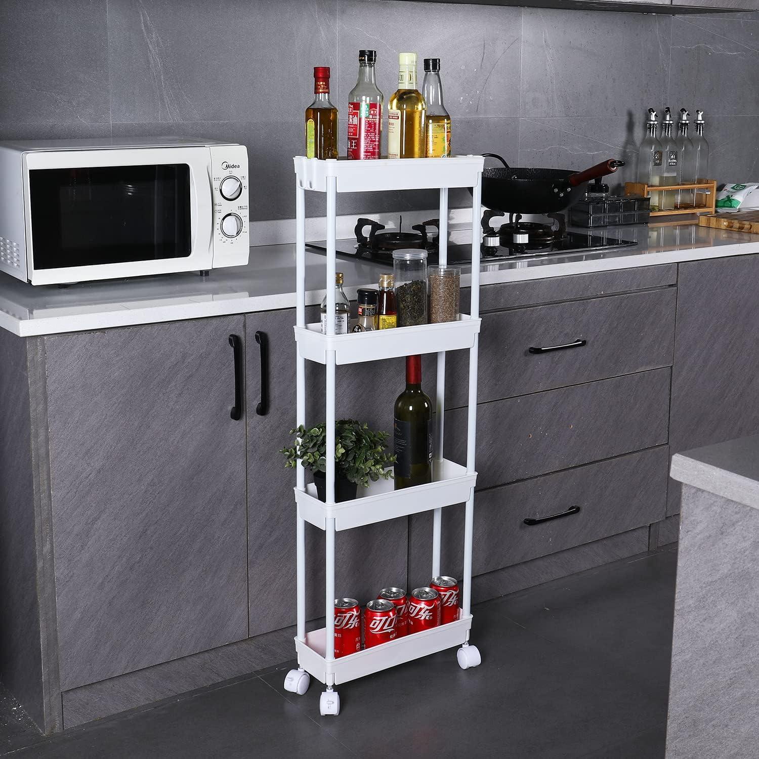 Carro de Almacenamiento Móvil Sooyee Slim 4 Niveles Blanco