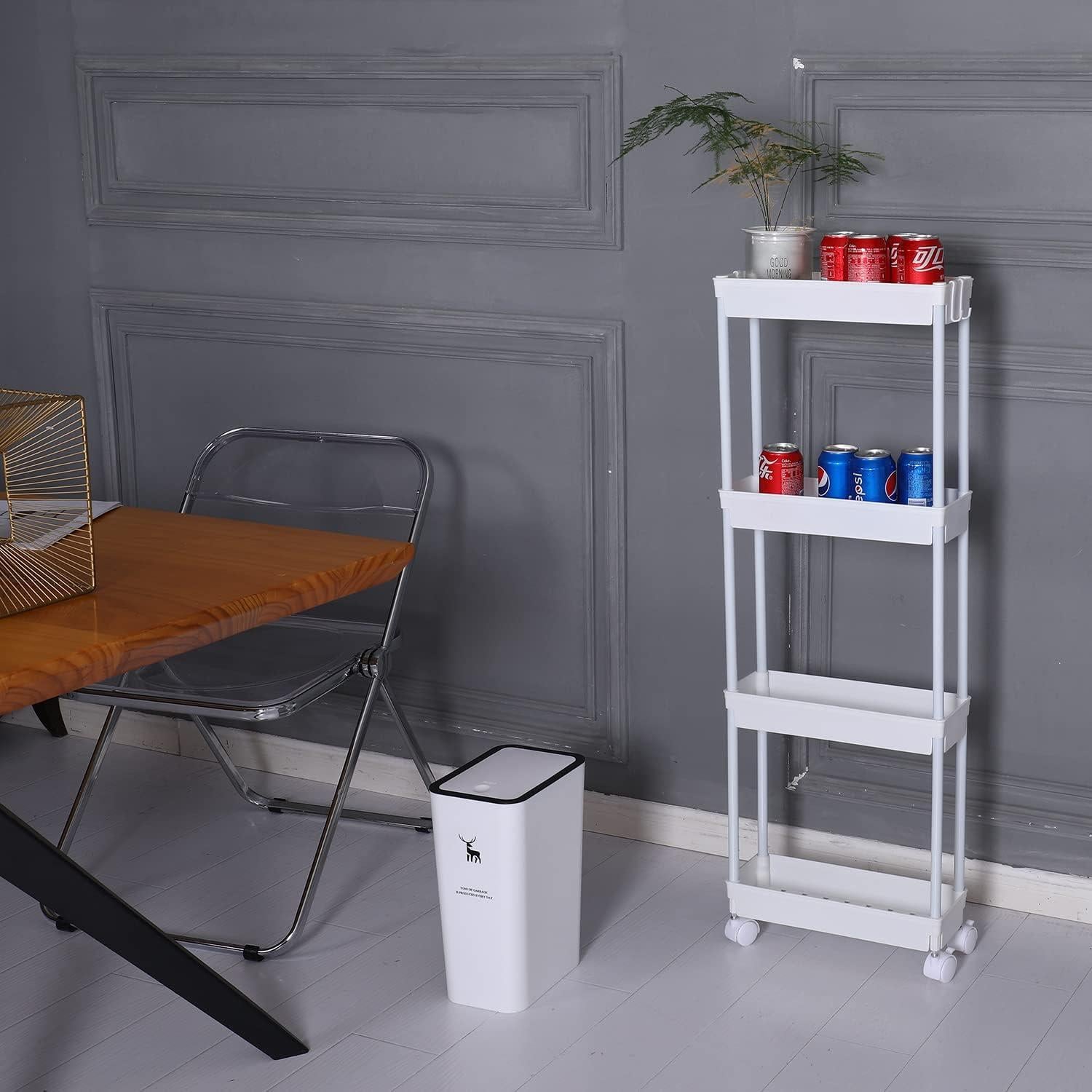 Carro de Almacenamiento Móvil Sooyee Slim 4 Niveles Blanco