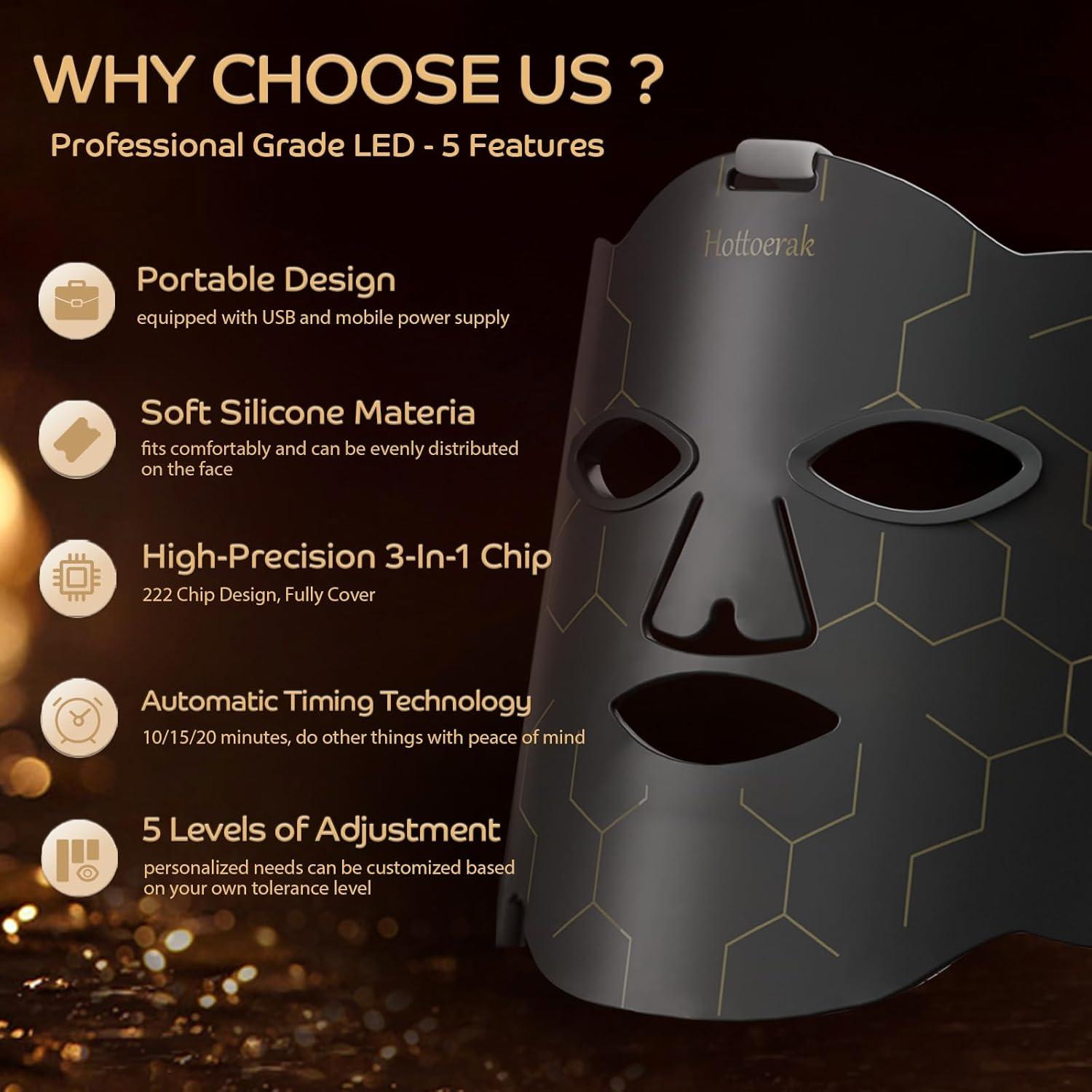 Máscara de Terapia de Luz Roja LED Hottoerak 660nm 850nm