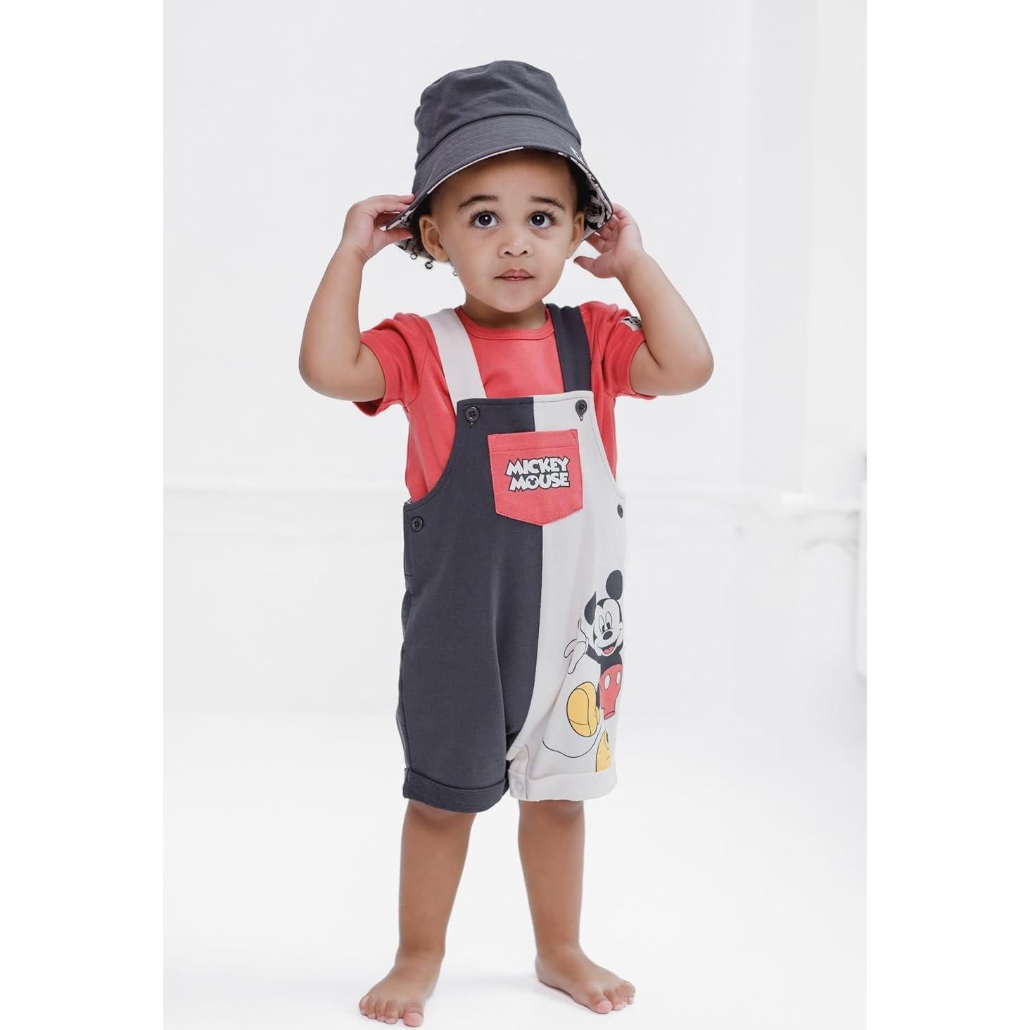 Conjunto 3 Piezas Bebé Disney Mickey Mouse - Overoles Cortos