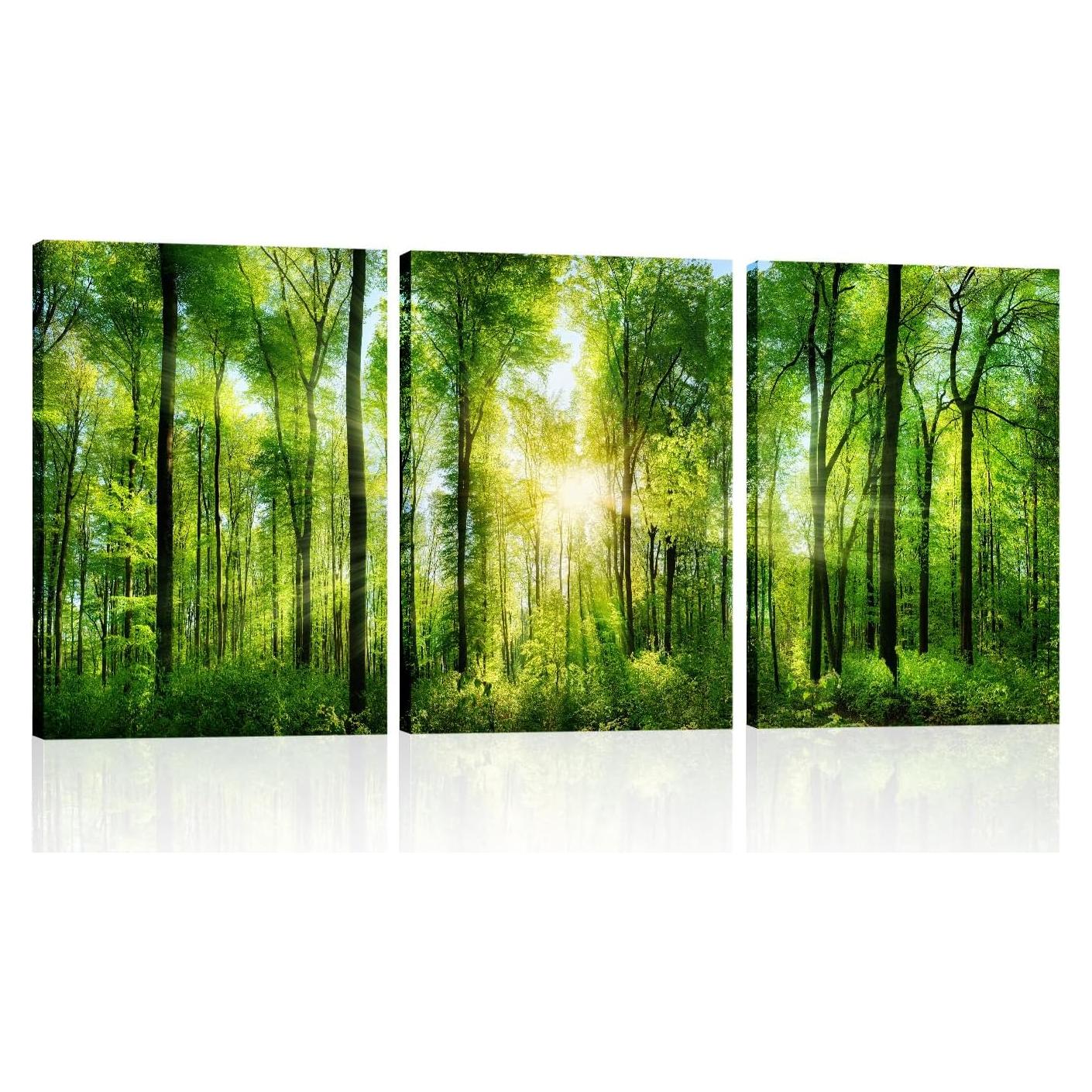 Arte de Pared del Bosque HLJ - 3 Paneles Lienzo 50x75 cm