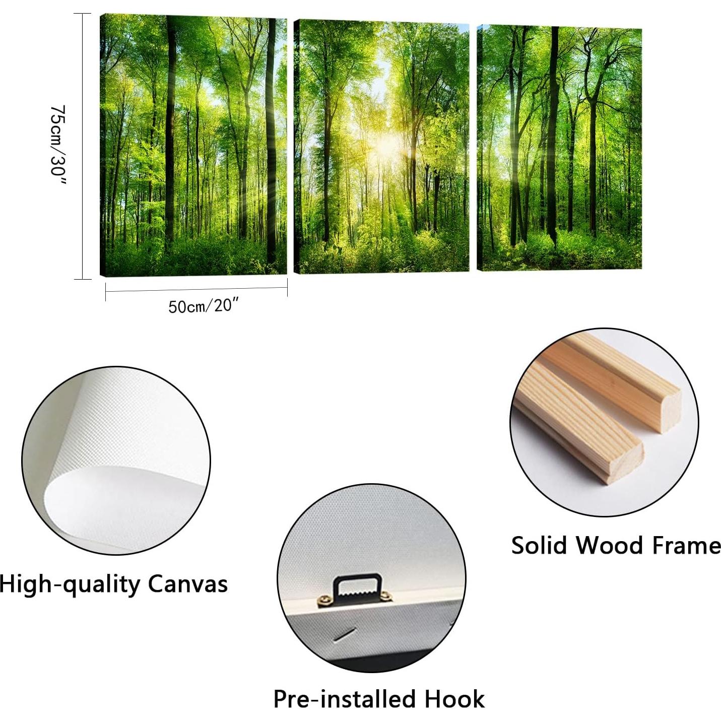 Arte de Pared del Bosque HLJ - 3 Paneles Lienzo 50x75 cm