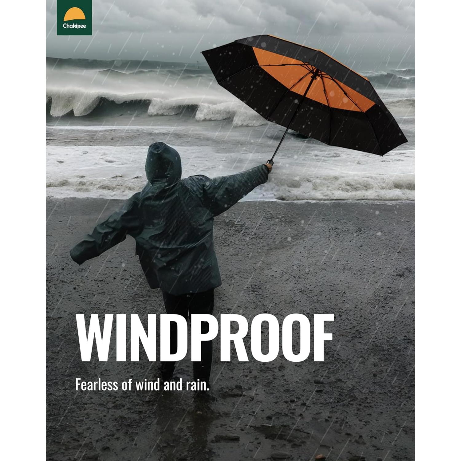 Paraguas Compacto Automático Doble Dosel 210T Negro