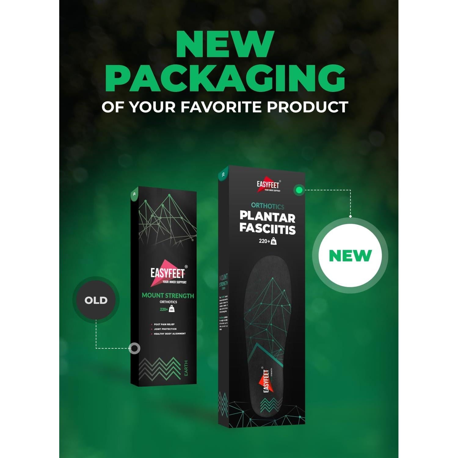 Plantillas ortopédicas EASYFEET para arco alto 220 lbs+ - Negro