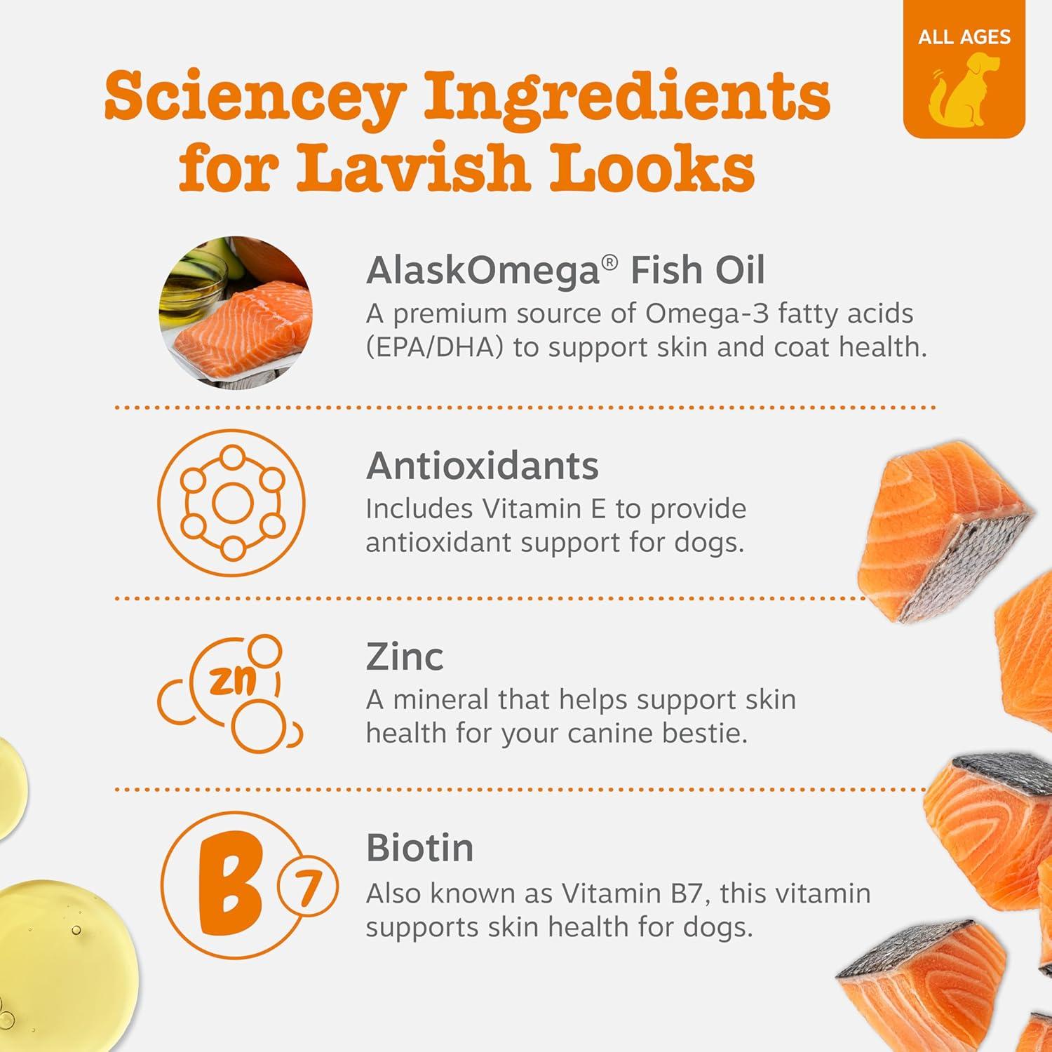 Golosinas Masticables Zesty Paws Omega 3 para Perros 90 Unidades Sabor Pollo