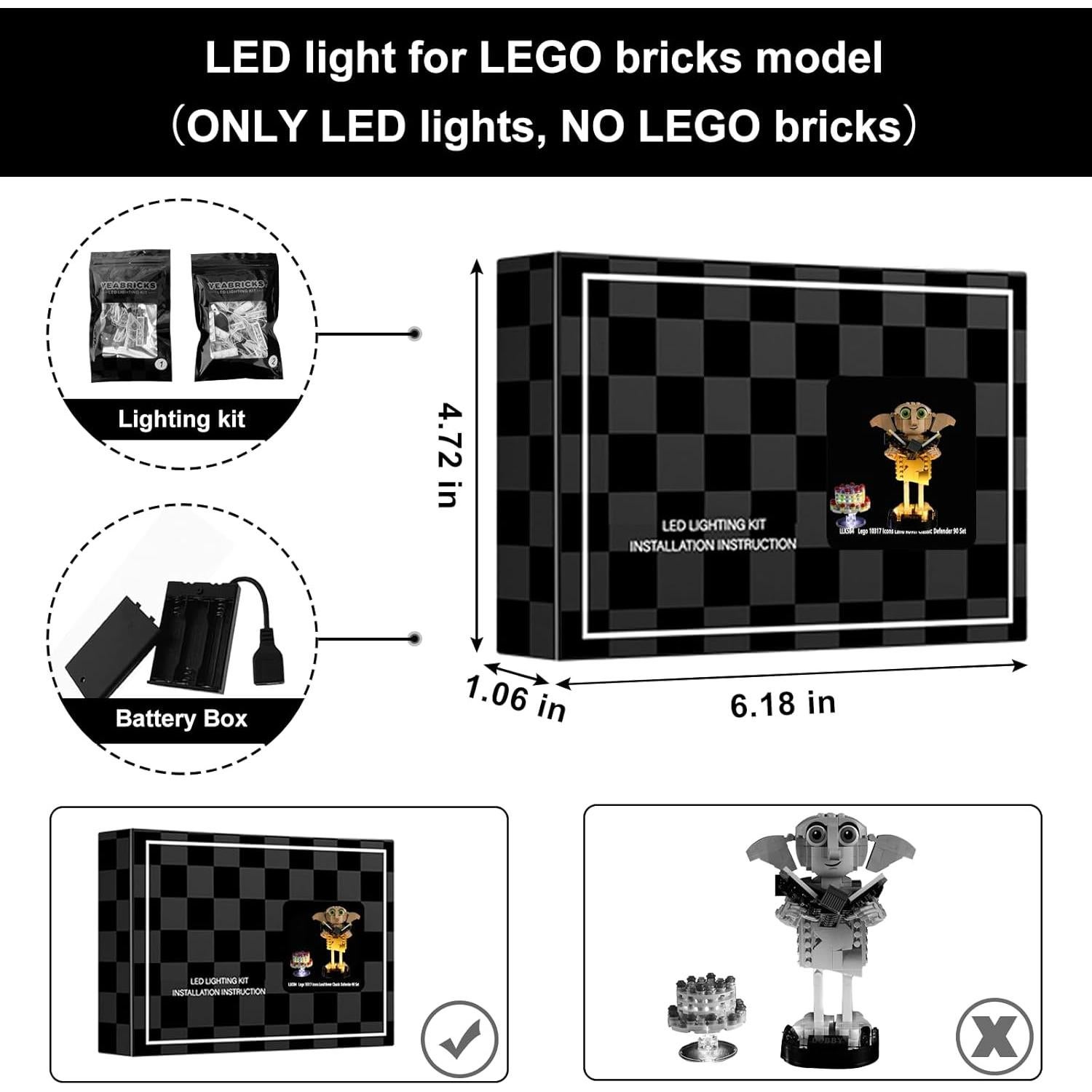 Kit Iluminación LED Vaodest para Lego 76421 Dobby Elfo