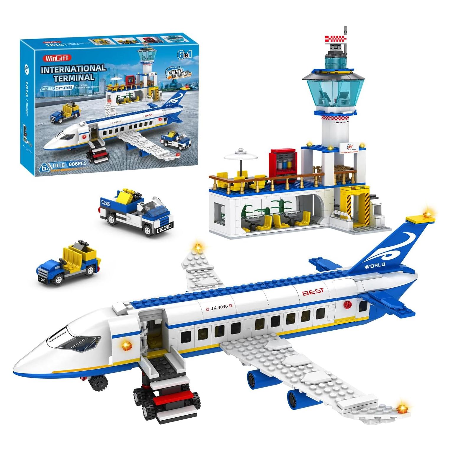 Conjunto de Construcción Aeropuerto 886 Piezas WINGIFT 6 en 1