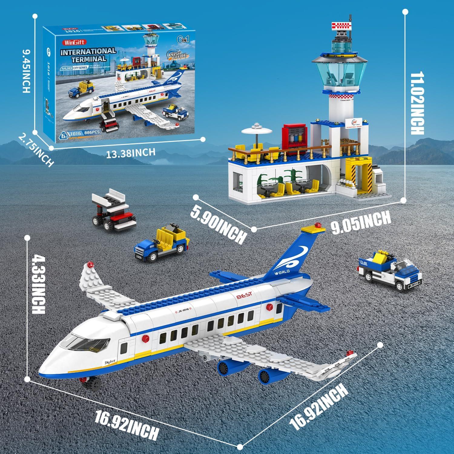 Conjunto de Construcción Aeropuerto 886 Piezas WINGIFT 6 en 1