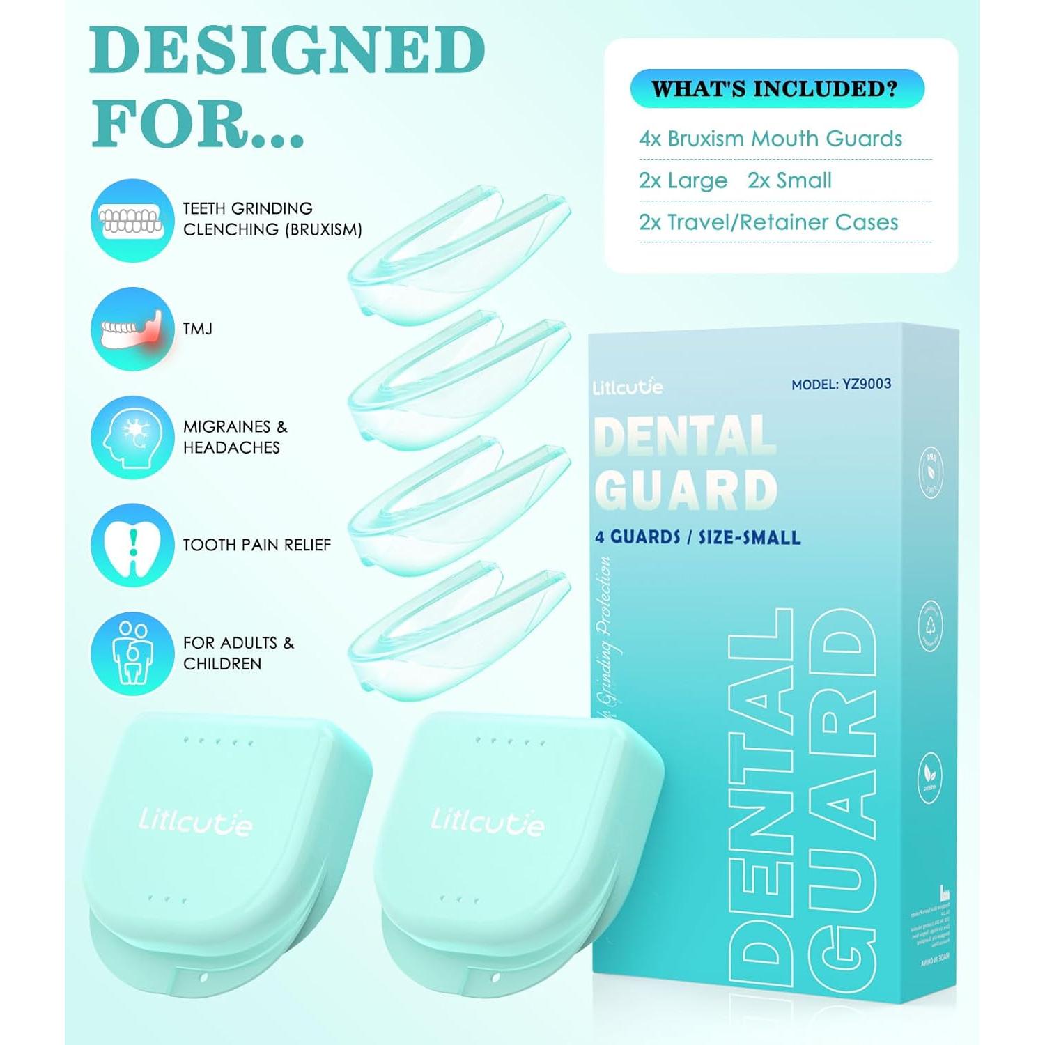 Protector Bucal Nocturno Litlcutie Pequeño Verde Menta 4 Pzs