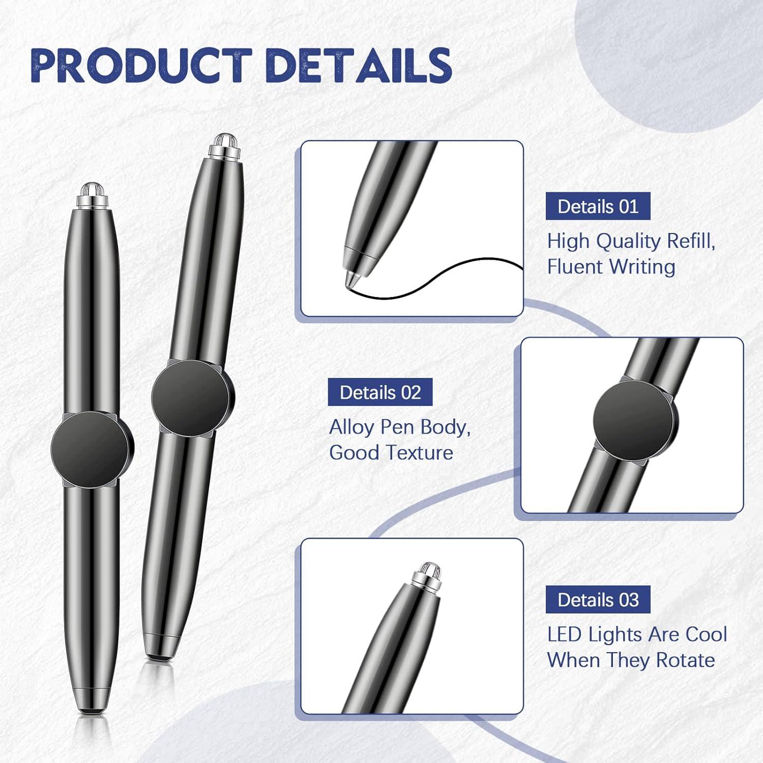 Bolígrafos Antiestrés Sabary 4 Pcs con Luz LED Negro