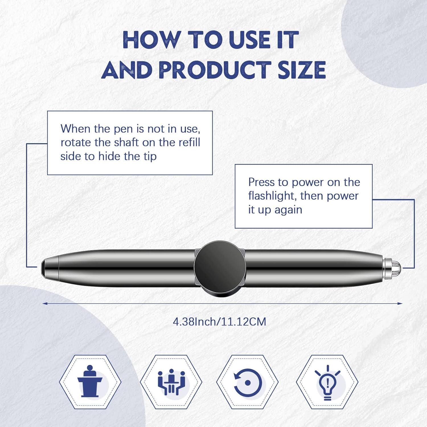 Bolígrafos Antiestrés Sabary 4 Pcs con Luz LED Negro