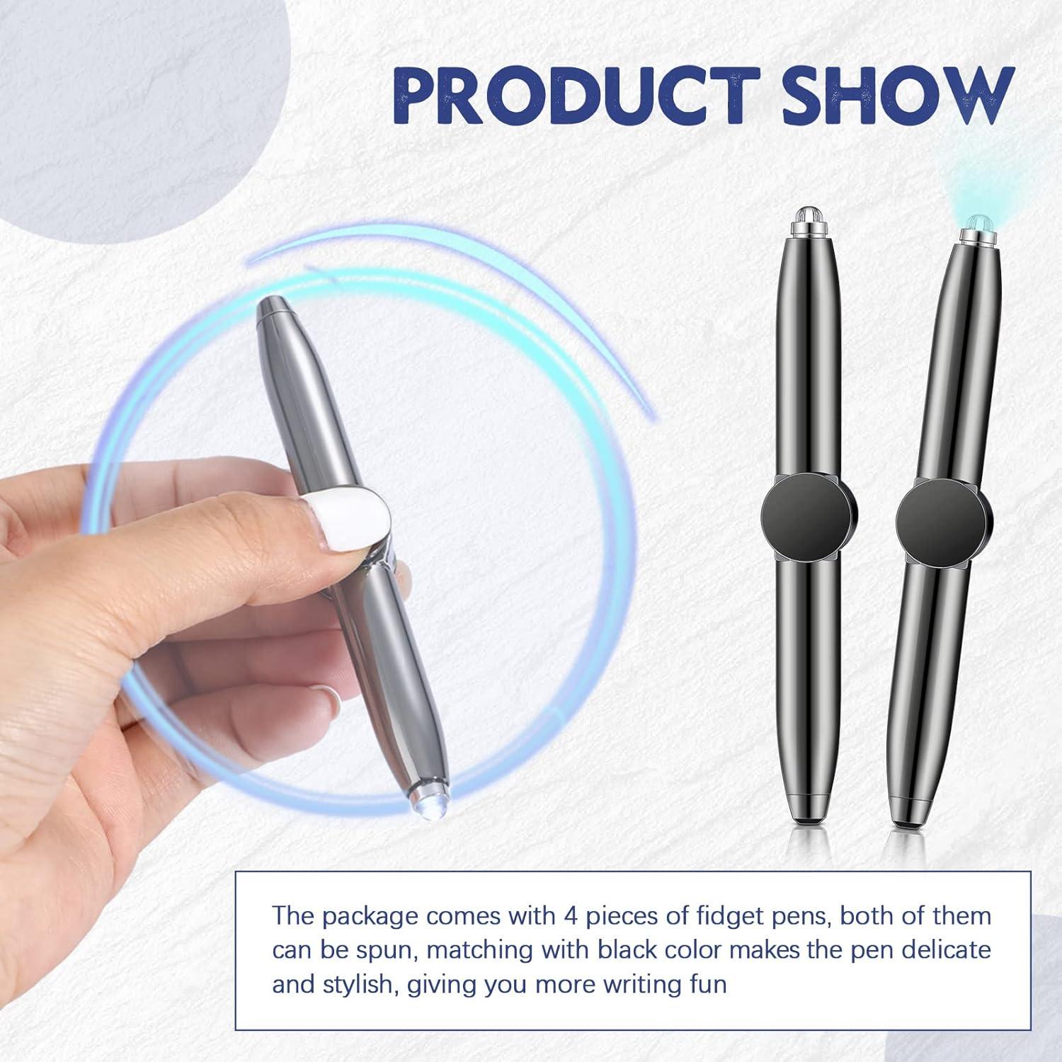 Bolígrafos Antiestrés Sabary 4 Pcs con Luz LED Negro