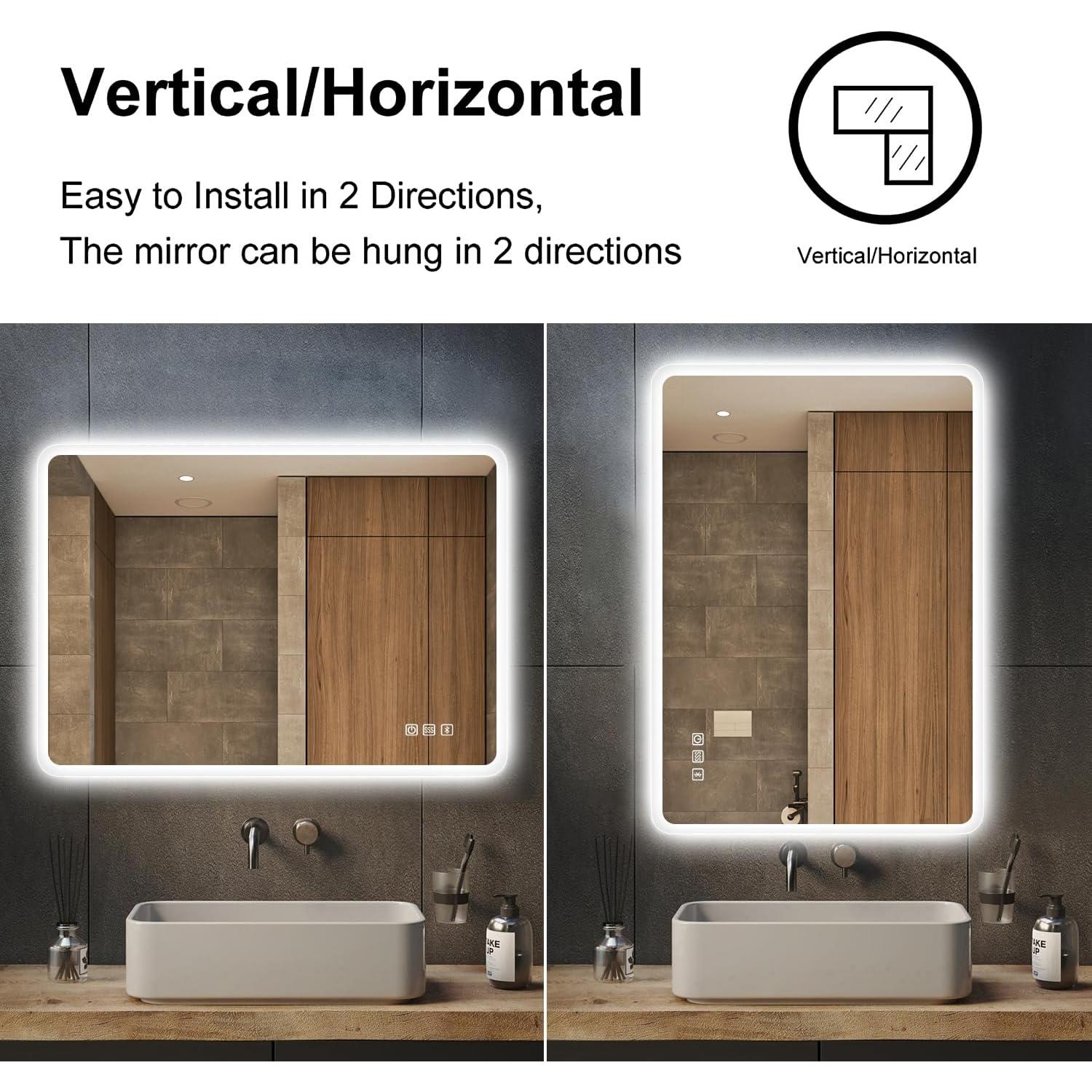 Espejo de Baño Iluminado LED S'bagno 91x61 cm Antivaho Bluetooth