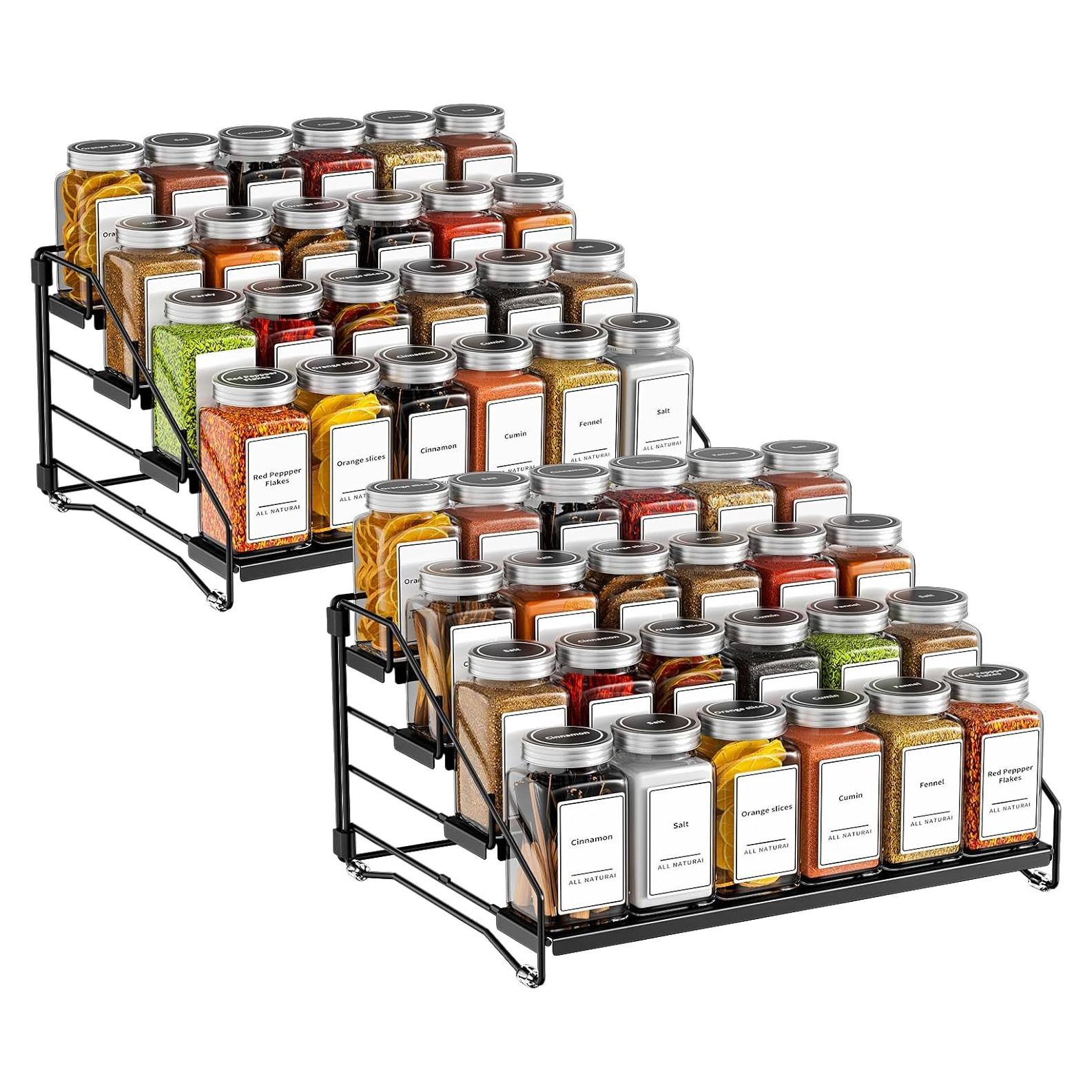 Organizador de Especias BOIVSHI 4 Niveles Metal Negro 2 Pcs