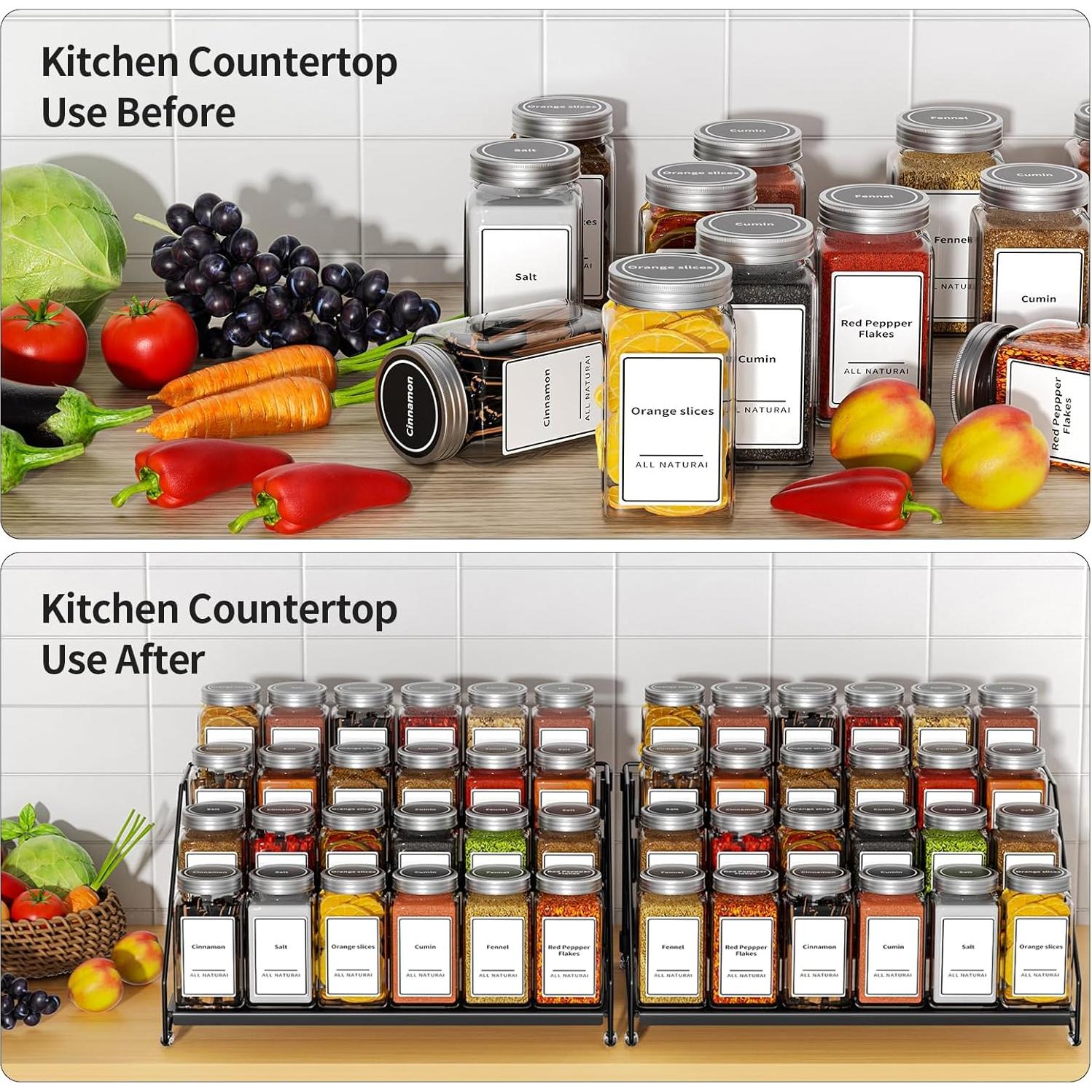 Organizador de Especias BOIVSHI 4 Niveles Metal Negro 2 Pcs