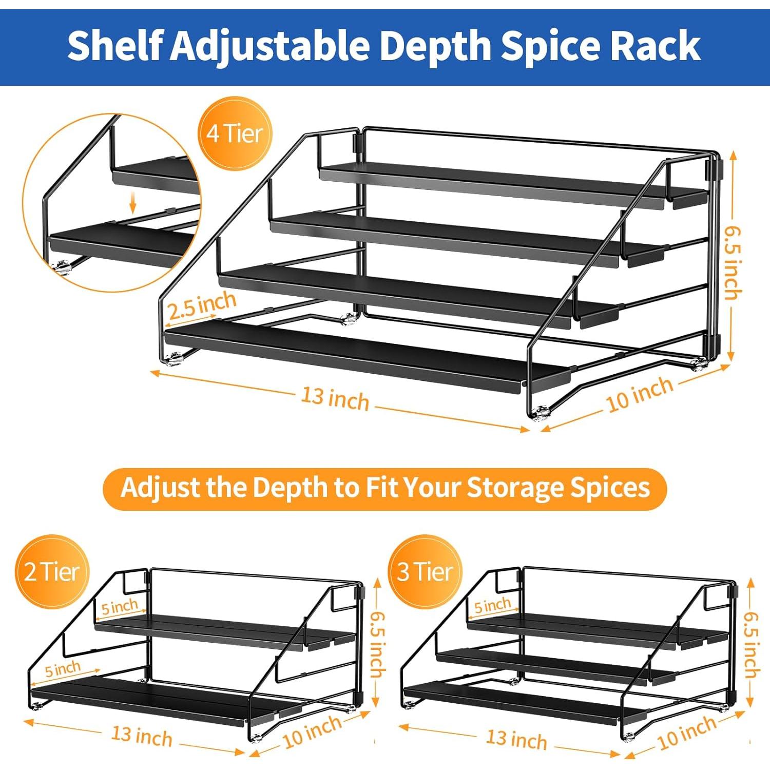 Organizador de Especias BOIVSHI 4 Niveles Metal Negro 2 Pcs