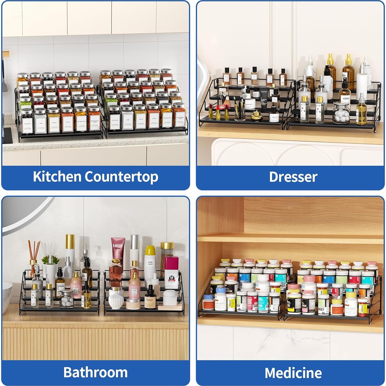 Organizador de Especias BOIVSHI 4 Niveles Metal Negro 2 Pcs