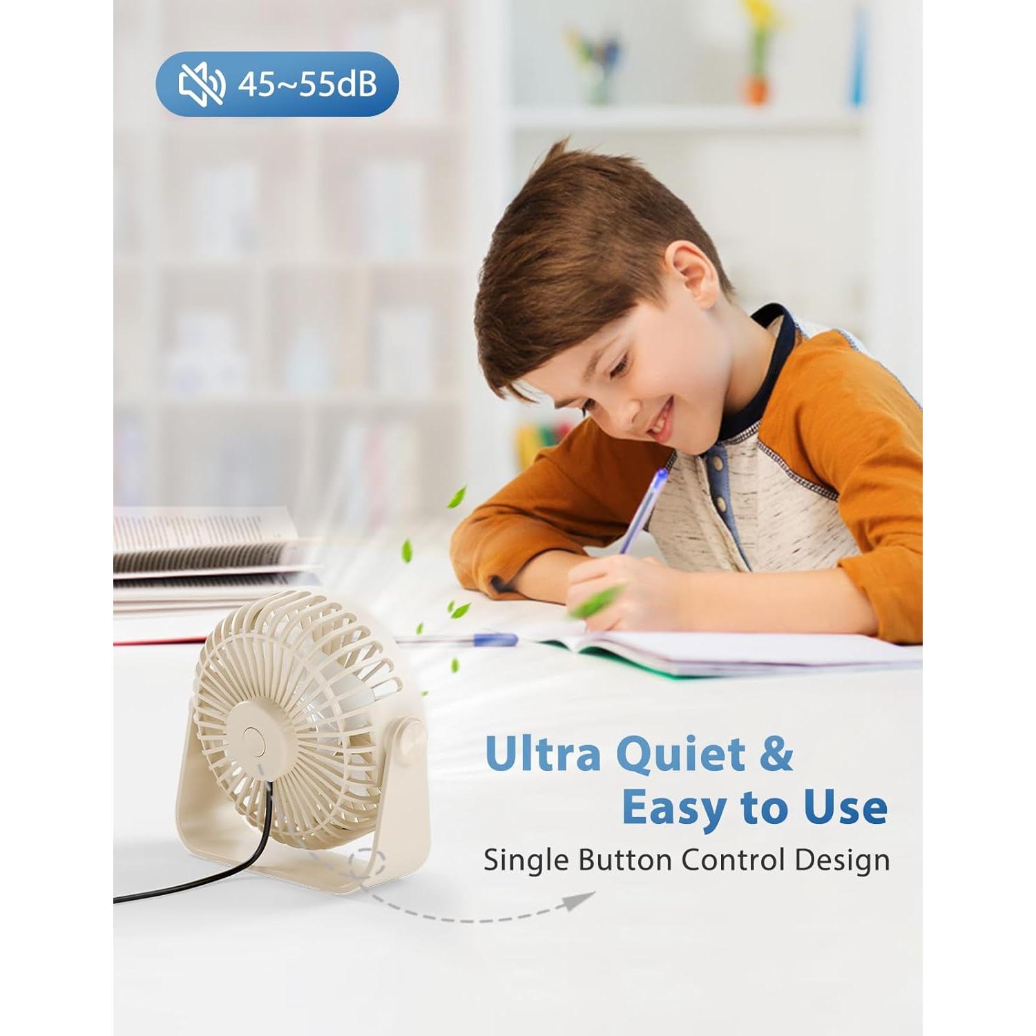 Ventilador de Escritorio USB TriPole KW36 3 Velocidades Beige