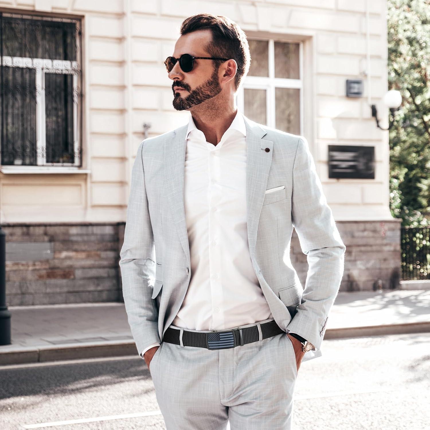 Cinturón Ratchet SANSTHS para Hombres Ajustable Negro 3,18 cm