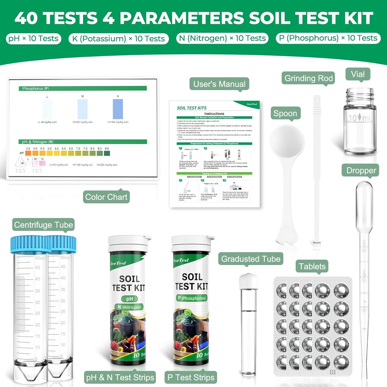 Kit de Prueba de Suelo NewTest 4 Parámetros para Jardinería