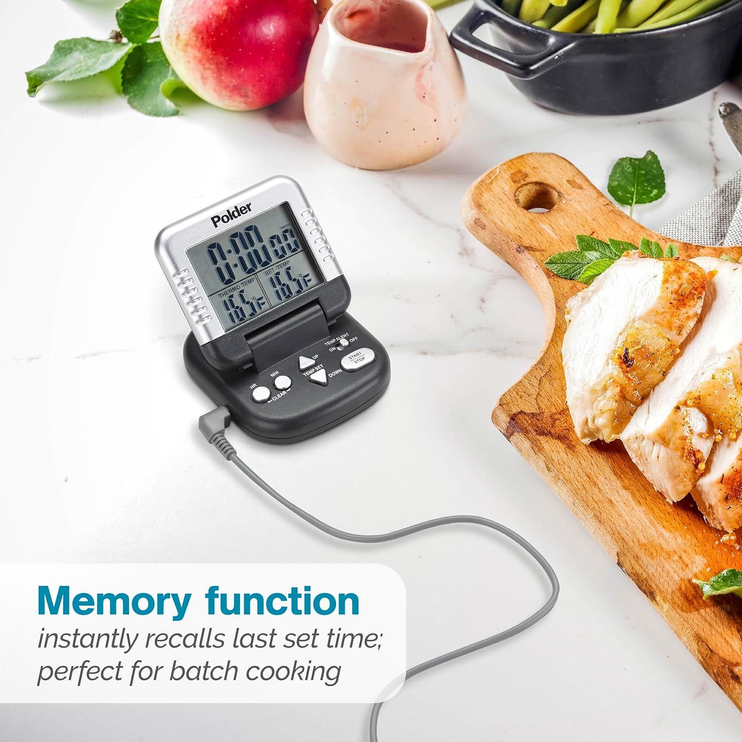 Termómetro Digital de Carne Polder THM-362-86 con Temporizador