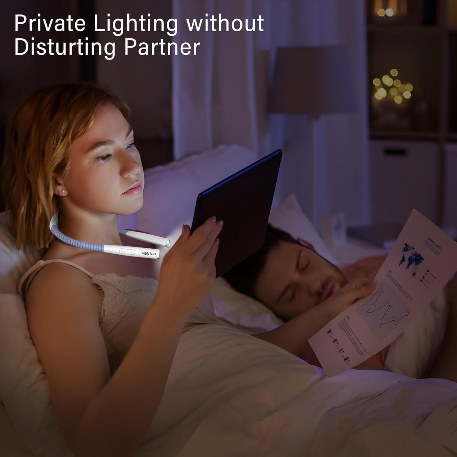 Luz de Lectura LED Vekkia Recargable para el Cuello 3 Colores