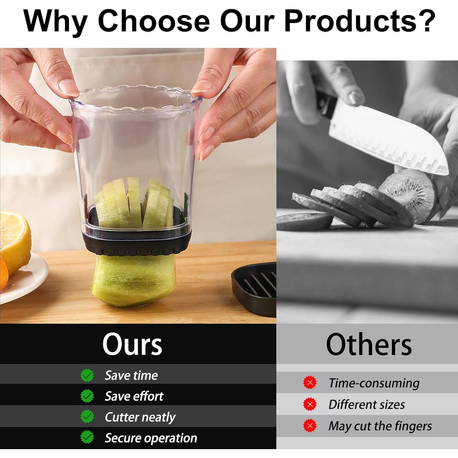 Cortador de Frutas CEHNCEH - Taza Cortadora Manual Negra