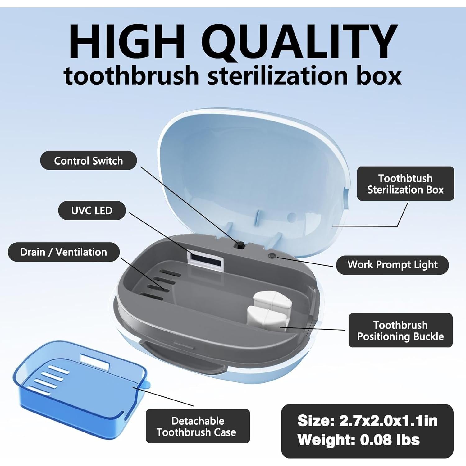 Funda Desinfectante para Cepillo de Dientes ECTEST STB-022 Azul