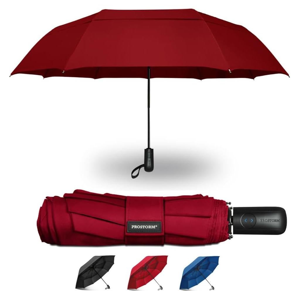 Paraguas Compacto Prostorm Rojo Automático 116 cm Resistente