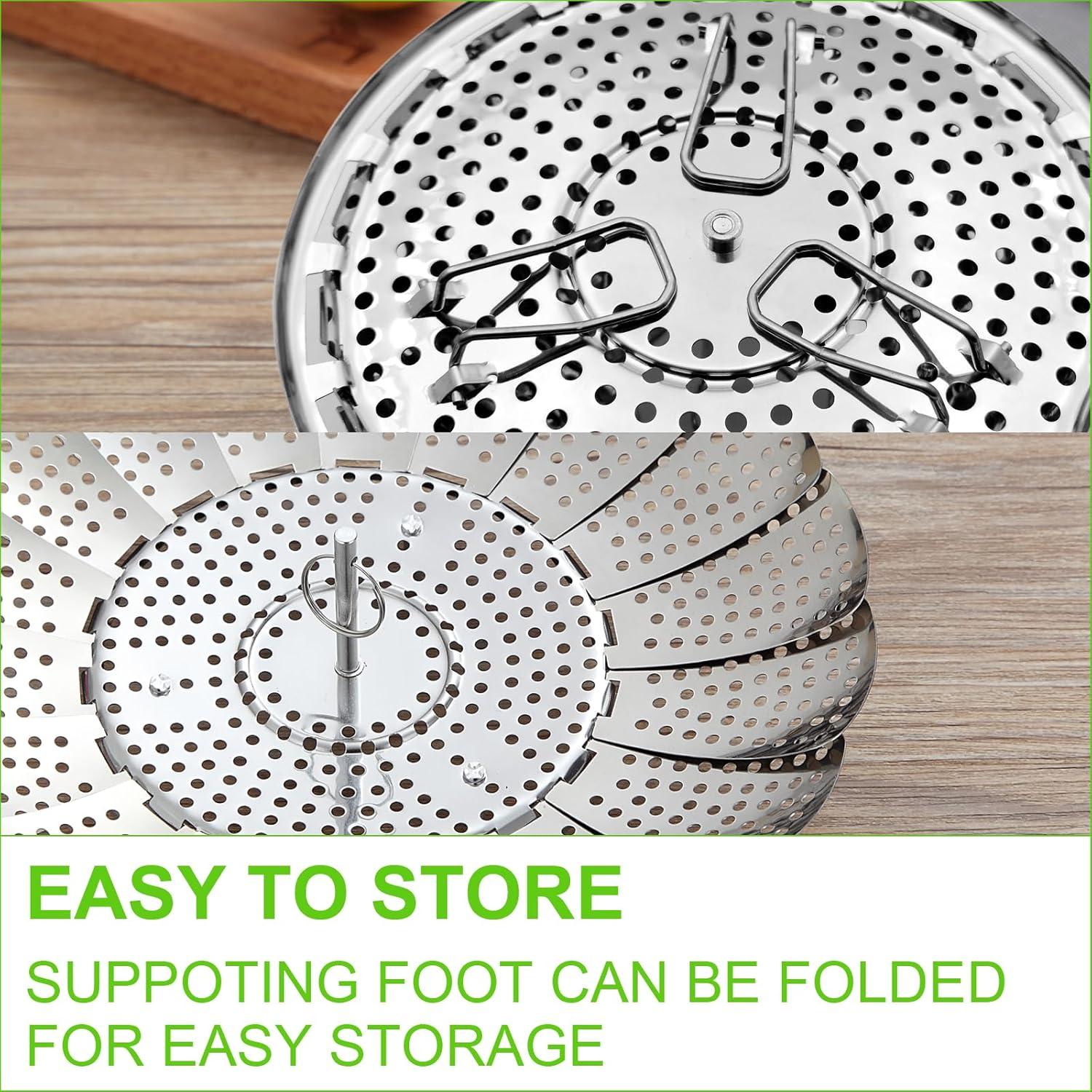 Cesta de Vaporera FOFAYU Acero Inoxidable Ajustable 15.2-27.9 cm