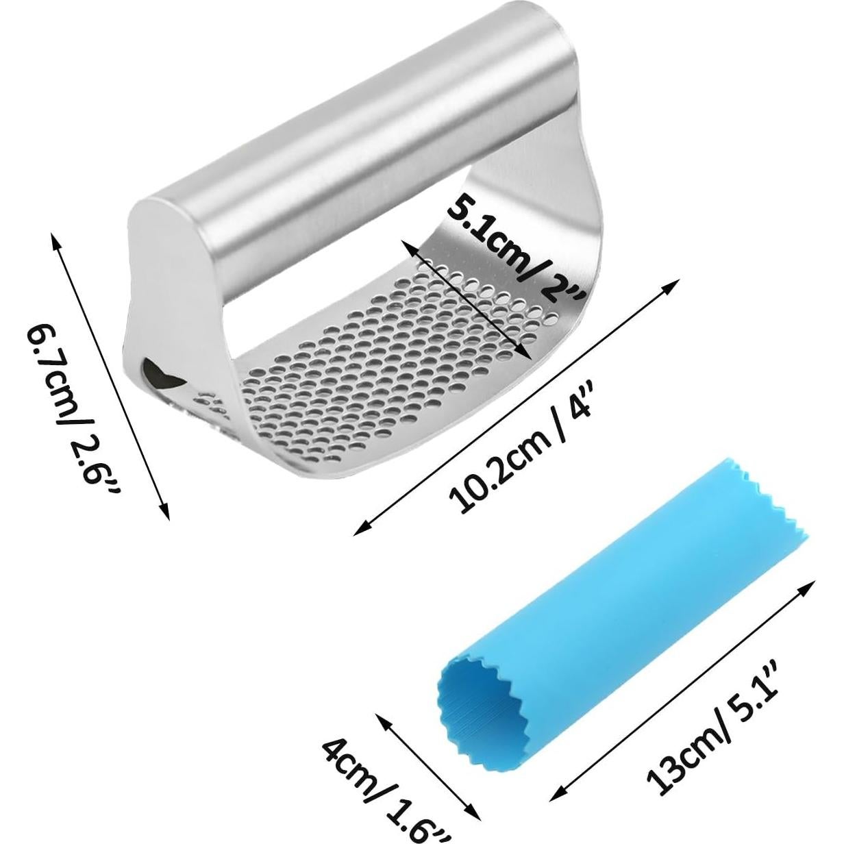 Prensa de Ajo Rocker Acero Inoxidable 304 2 en 1 con Pelador