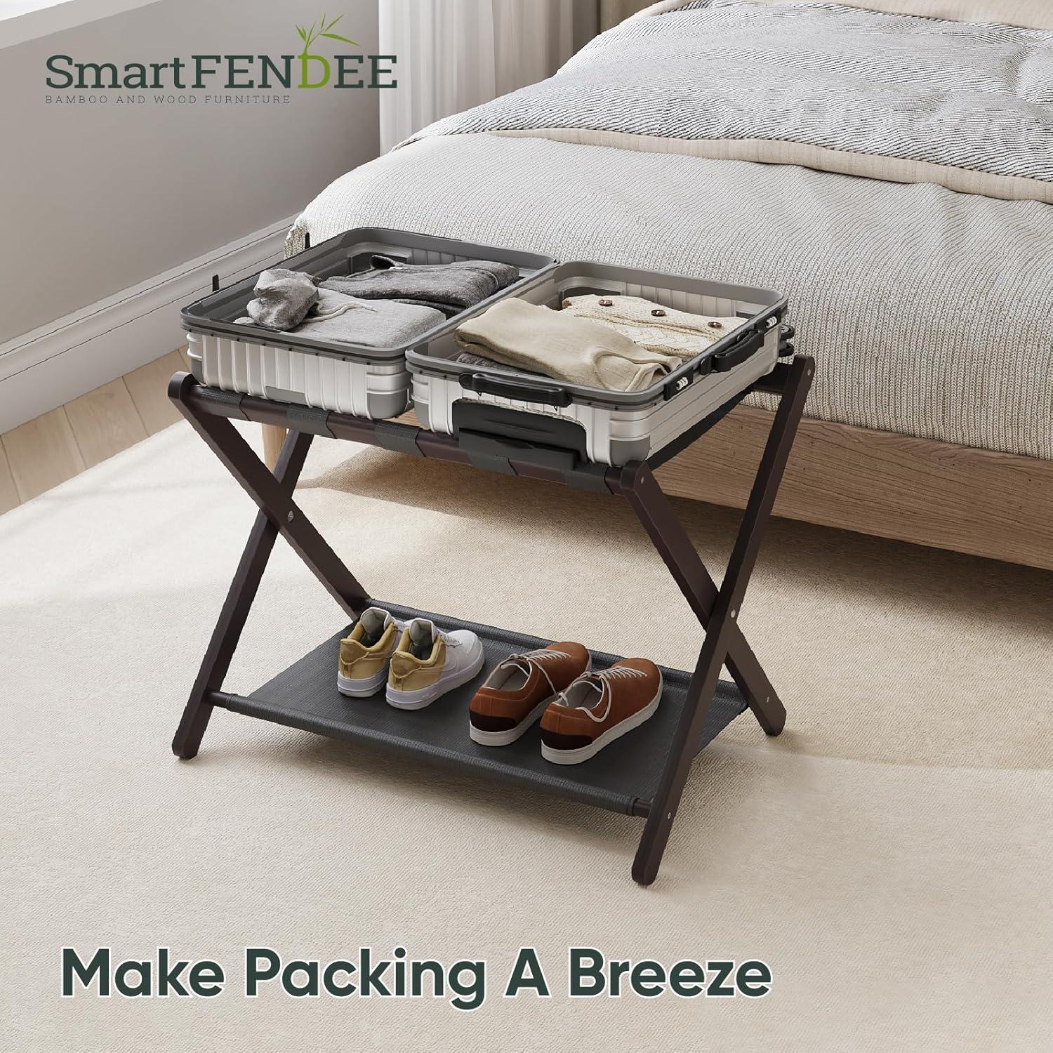 Soporte de Equipaje Plegable Smart FENDEE de Bambú 54.43 kg