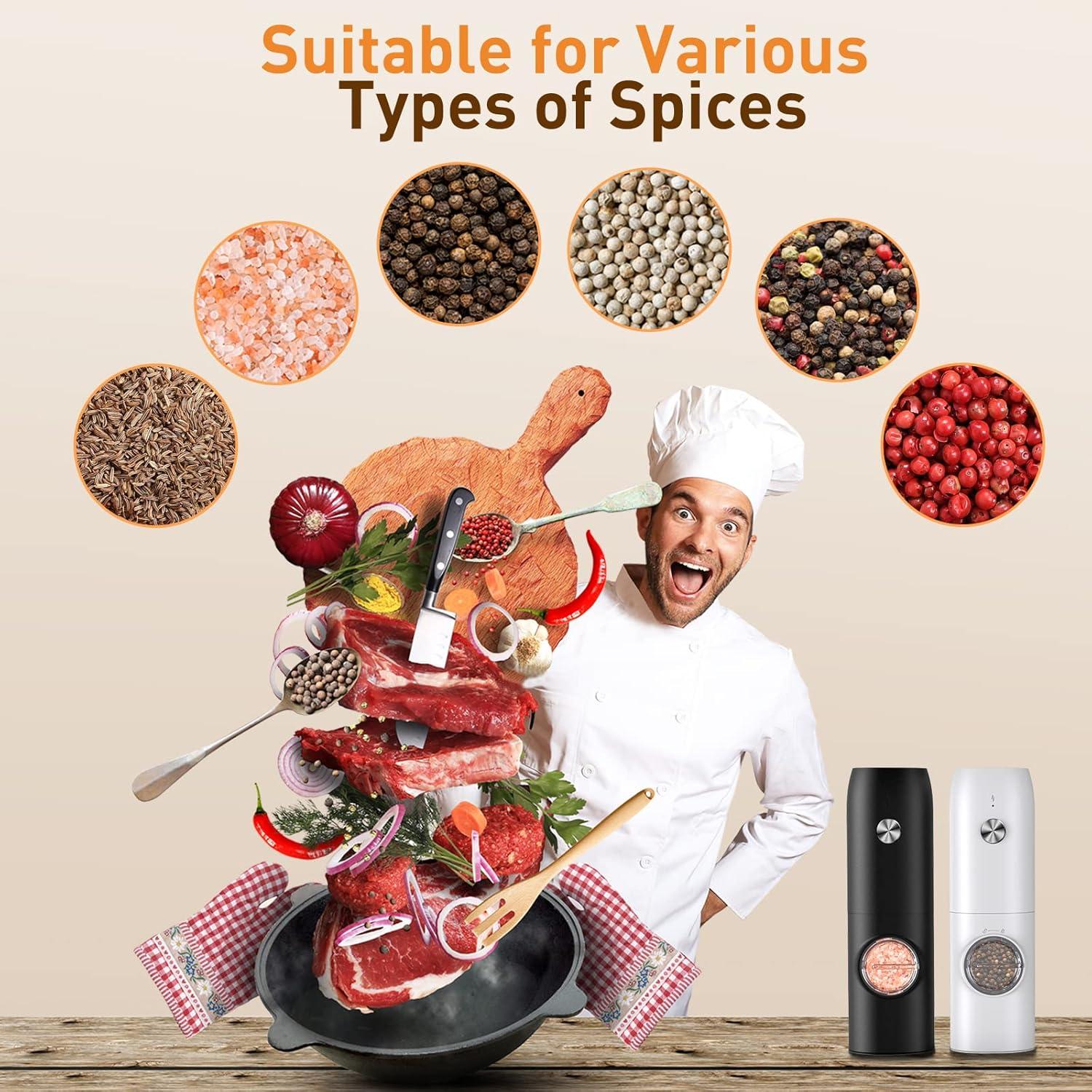 Juego de Molinillos Eléctricos de Sal y Pimienta FRTONYI 70ml