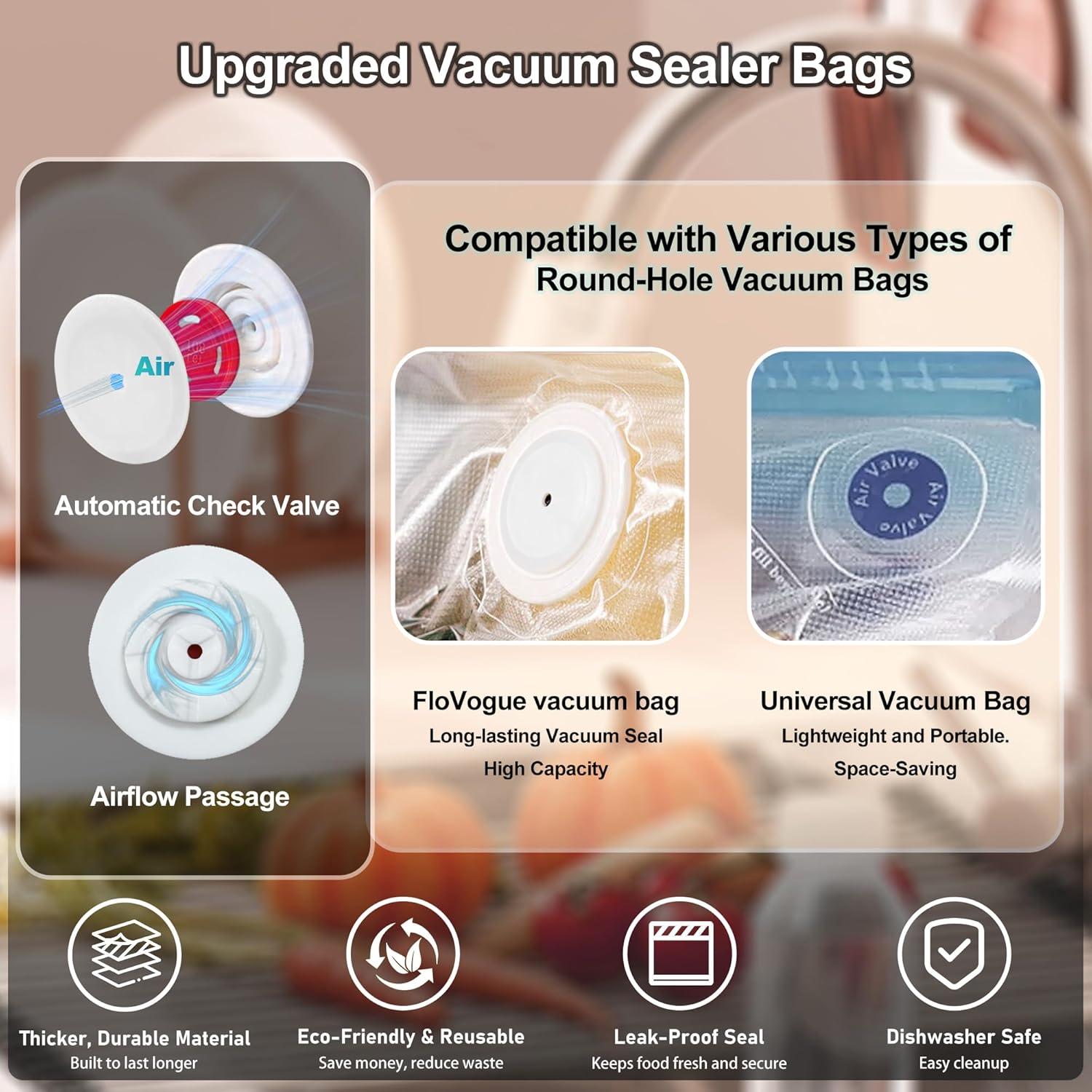 Sellador de Vacío Portátil FloVogue con 10 Bolsas Reutilizables